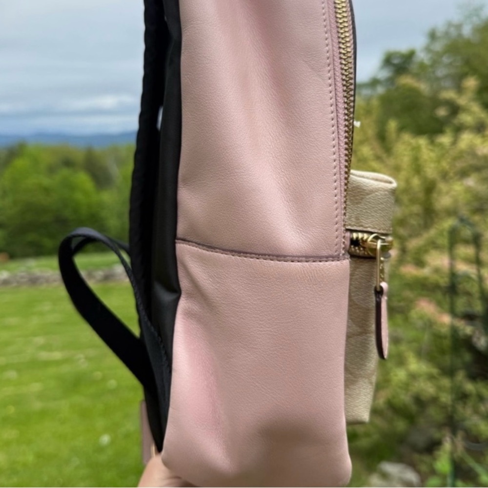 Coach Signature Canvas Backpack in Beige and Pink - Picture 7 of 11